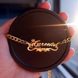 Personalized Stainless Steel Crown Name Butterfly Necklace Gift