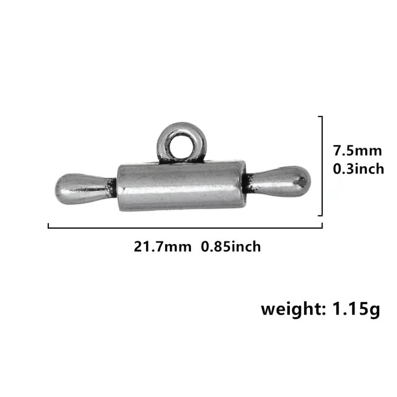 20pcs Silver Plated Rolling Pin Charm Kitchen Jewelry Pendants