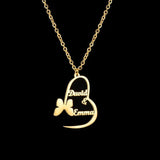 Personalized Double Name Necklace Stainless Steel Collar Butterfly Jewelry