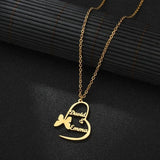 Personalized Double Name Necklace Stainless Steel Collar Butterfly Jewelry