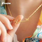 Personalized Name Necklace Women Stainless Steel Heart Zircon Pendant