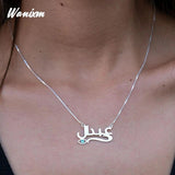 Personalized Name Necklace Women Stainless Steel Heart Zircon Pendant