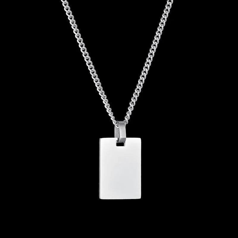 Personalized Stainless Steel Name ID Bar Couple Necklaces For Women Men