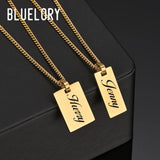 Personalized Stainless Steel Name ID Bar Couple Necklaces For Women Men