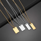 Personalized Stainless Steel Name ID Bar Couple Necklaces For Women Men