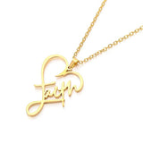 Stainless Steel Faith Necklace Dainty Heart Necklace Blessed Christian Jewelry