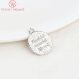 10PCS Platinum Brass Round Letter Charms Pendants