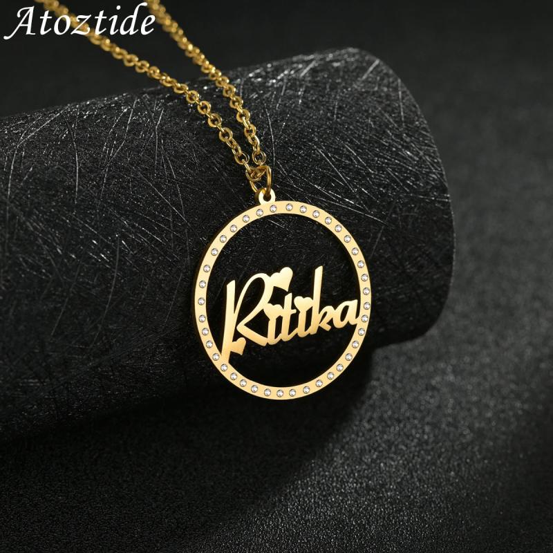Personalized Circle Name Stainless Steel Necklace