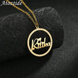 Personalized Circle Name Stainless Steel Necklace