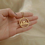 Personalized Circle Name Stainless Steel Necklace