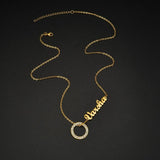 Atoztide Name Necklace Zircon Personalized Nameplate Choker Party Jewelry