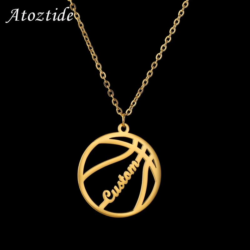 Personalized Basketball Pendant Nameplate Necklace Stainless Steel Gift Jewelry