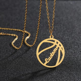 Personalized Basketball Pendant Nameplate Necklace Stainless Steel Gift Jewelry