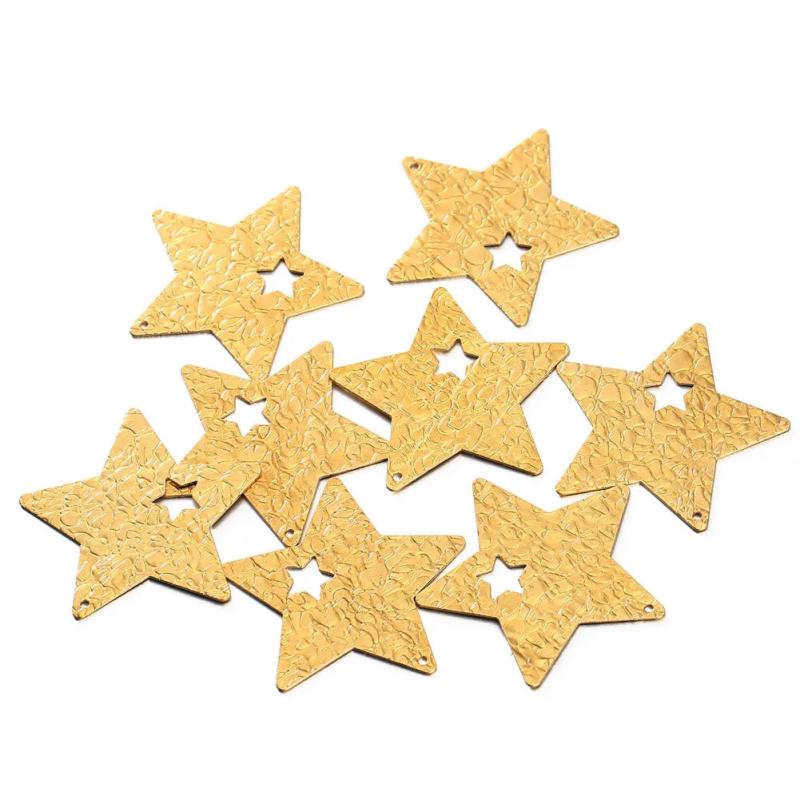20PCS Copper Brass Star Charms Pendants For Jewelry Making DIY Necklace