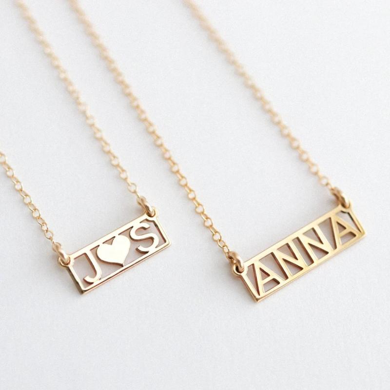 Bar Minimal Name Necklace Personalized Bridesmaid Gift