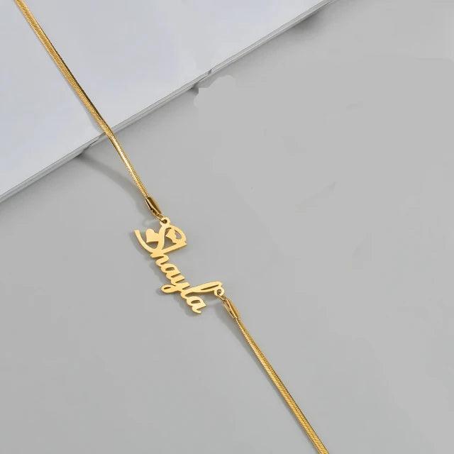 Personalized Stainless Steel Name Necklace Flat Snake Chain