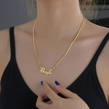 Personalized Stainless Steel Name Necklace Flat Snake Chain