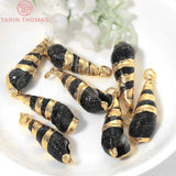6PCS 12x31MM 24K Brass & Shell Pendants