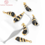 6PCS 12x31MM 24K Brass & Shell Pendants