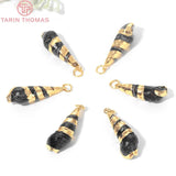 6PCS 12x31MM 24K Brass & Shell Pendants