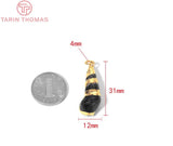 6PCS 12x31MM 24K Brass & Shell Pendants