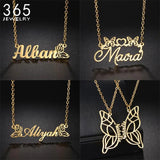 Butterfly Style Name Necklace Stainless Steel Choker