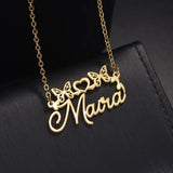 Butterfly Style Name Necklace Stainless Steel Choker