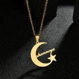 Personalized Moon Star Necklace Stainless Steel Collar Jewelry
