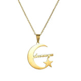 Personalized Moon Star Necklace Stainless Steel Collar Jewelry