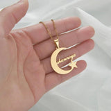 Personalized Moon Star Necklace Stainless Steel Collar Jewelry