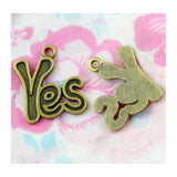 40pcs Antique Bronze Word Yes Charms Pendants 25*20MM for Jewelry Making