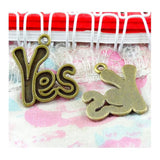 40pcs Antique Bronze Word Yes Charms Pendants 25*20MM for Jewelry Making