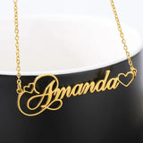 Crown Font Hearts Name Necklace For Women