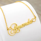 Crown Font Hearts Name Necklace For Women
