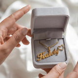 Christmas Name Pendant Necklace Personalized Stainless Steel Square Bead