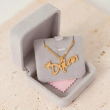 Christmas Name Pendant Necklace Personalized Stainless Steel Square Bead