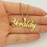 Christmas Name Pendant Necklace Personalized Stainless Steel Square Bead
