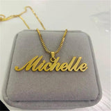 Christmas Name Pendant Necklace Personalized Stainless Steel Square Bead