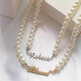 Name Letters Pearl Necklace Personalized Choker Necklaces