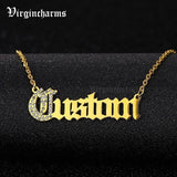 Crystal Zircon Letter Pendant Name Stainless Steel Necklaces for Women