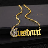 Crystal Zircon Letter Pendant Name Stainless Steel Necklaces for Women