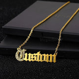 Crystal Zircon Letter Pendant Name Stainless Steel Necklaces for Women
