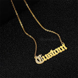 Crystal Zircon Letter Pendant Name Stainless Steel Necklaces for Women
