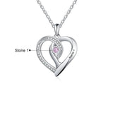 Personalized Heart Pendant Necklace Birthstone Engraved Name