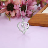 Personalized Heart Pendant Necklace Birthstone Engraved Name