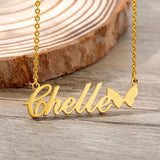 Personalized Butterfly Name Necklace Choker Chain Stainless Steel Women Gift