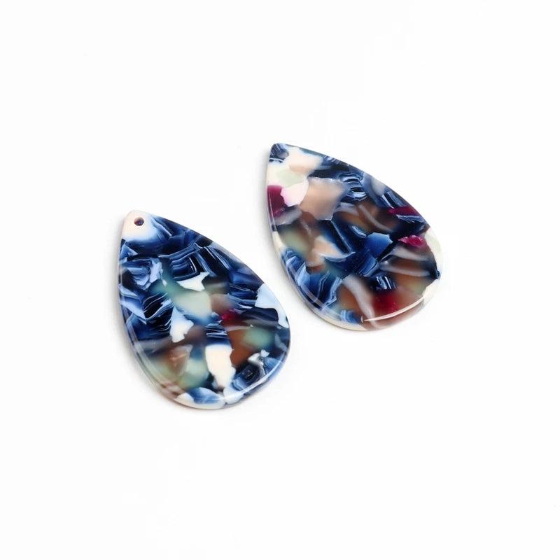 Tortoise Shell Beads Acrylic Earring Charms Drop Shaped Pendants