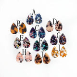 Tortoise Shell Beads Acrylic Earring Charms Drop Shaped Pendants