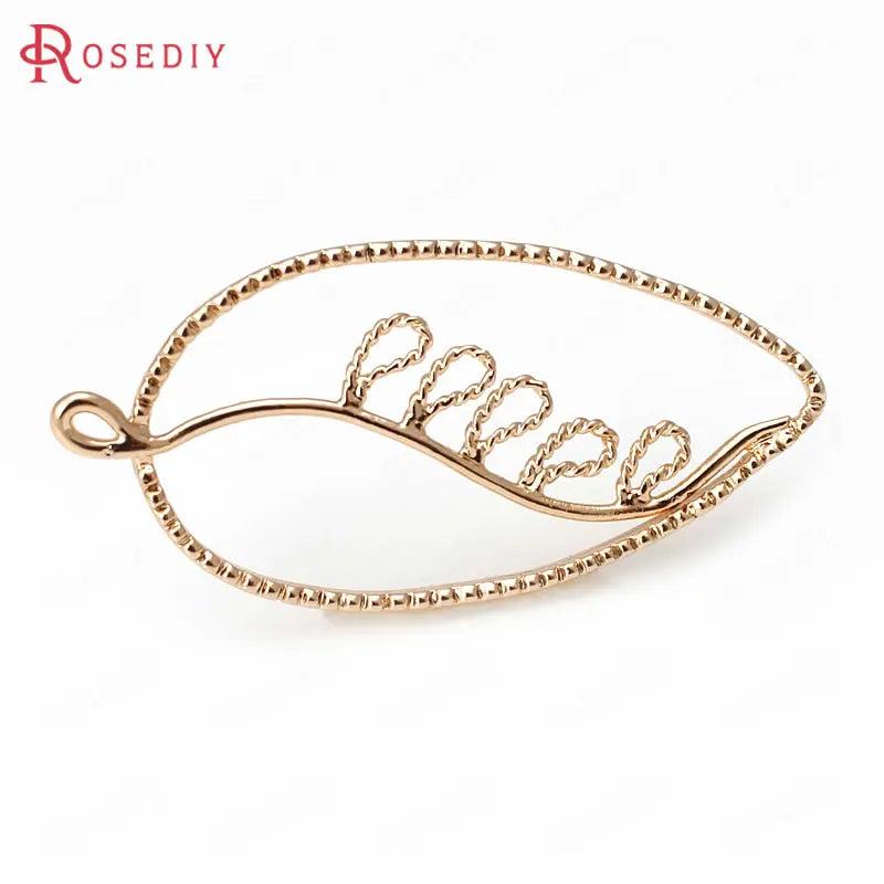 10PCS 39x18MM Champagne Plated Brass Tree Leaf Charms Pendants