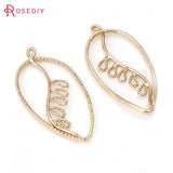 10PCS 39x18MM Champagne Plated Brass Tree Leaf Charms Pendants